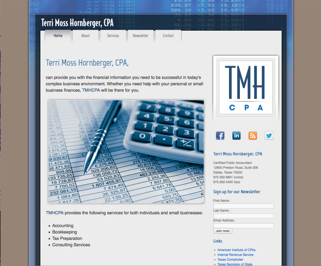 Terri Moss Hornberger, CPA Web Site Design